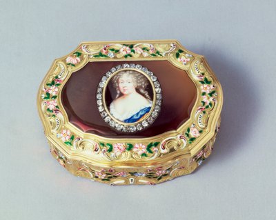 Tabakiera owalna Ludwika XVI, Gabriel Gallois, Paryż, 1738 (złoto, agat i emalia) autorstwa French School