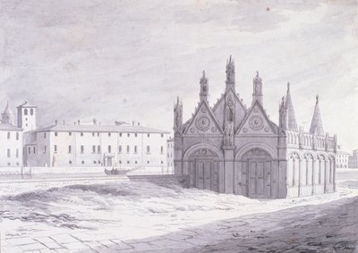 Lungarno, Santa Maria della Spina, Piza (pióro i atrament na papierze) autorstwa French School