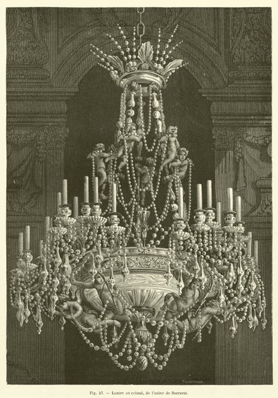 Żyrandol kryształowy, z fabryki Baccarat (grawerowanie) autorstwa French School