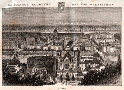 Lyon - rycina w „La France illustrée: geografia, historia, administracja statystyczna” V.A. Malt-Browna. 1884 autorstwa French School
