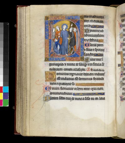 MS 300 f.191v, Naśmiewanie się z Chrystusa z Jezusem w otoczeniu oprawców, w tym dwóch mężczyzn w żydowskich czapkach, z Psałterza i Godzin Izabeli Francuskiej, Paryż, ok. 1265-70 (pióro i atrament oraz tempera na pergaminie) autorstwa French School