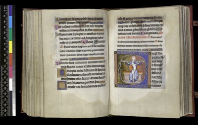 MS 300 f.197v-198r, Suffrage to the Trinity, z Psałterza i Godzin Izabeli Francuskiej, Paryż, ok. 1265-70 (pióro i atrament oraz tempera na pergaminie) autorstwa French School