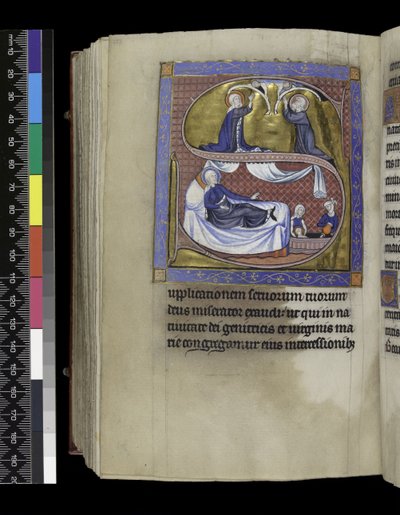 MS 300 f.271v, Kolekty, kazania i lekcje do Narodzenia NMP, z Psałterza i Godzin Izabeli Francuskiej, Paryż, c.1265-70 autorstwa French School