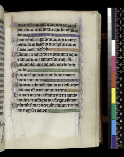MS 300 f.82r, z Psałterza i Godzin Izabeli Francuskiej, Paryż, ok. 1265-70 (pióro i tusz oraz tempera na pergaminie) autorstwa French School