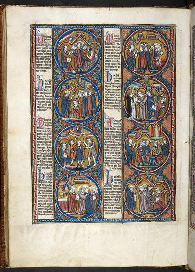 SM. Harley 1527, f.80v, miniatury z biblijnego moralisée (welin) autorstwa French School