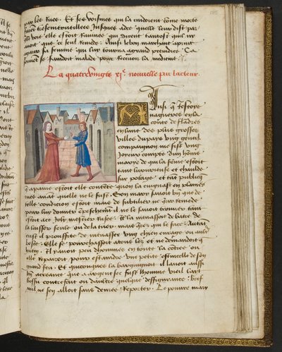 MS Hunter 252 185r Strona z Hundred New News, c.1461-62 autorstwa French School