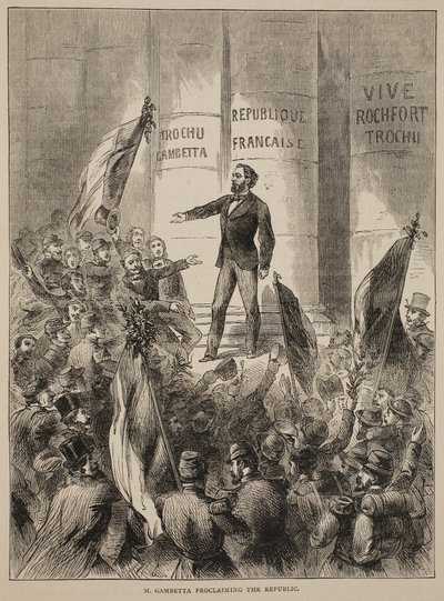 M. Gambetta proklamujący republikę, wrzesień 1870, ilustracja z Cassells History of the War between France and Germany, 1870-1871 autorstwa French School