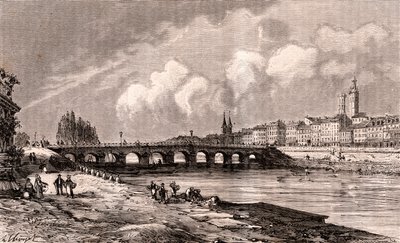 Macon - Bourgogne-Franche-Comte - grawer w „La France illustrée: geografia, historia, administracja statystyczna” autorstwa V.A. Malt-Browna. 1884 autorstwa French School