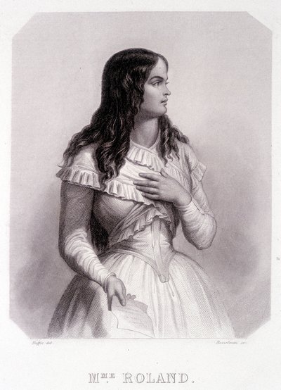Madame Roland (lub Roland de la plataière, Jeanne Marie lub Monon Philipon), francuska polityk (1754-1793) - rycina autorstwa French School