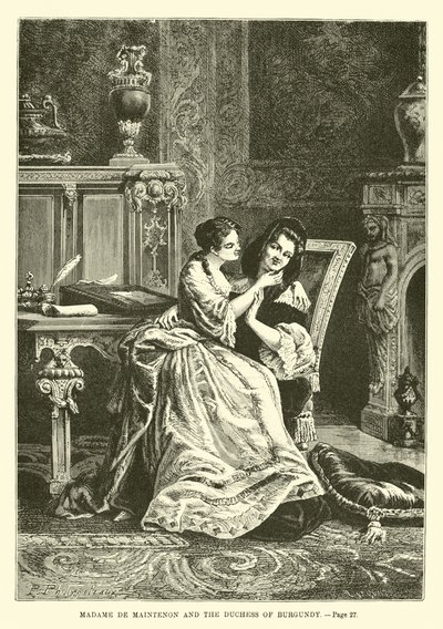 Madame de Maintenon i księżna Burgundii autorstwa French School