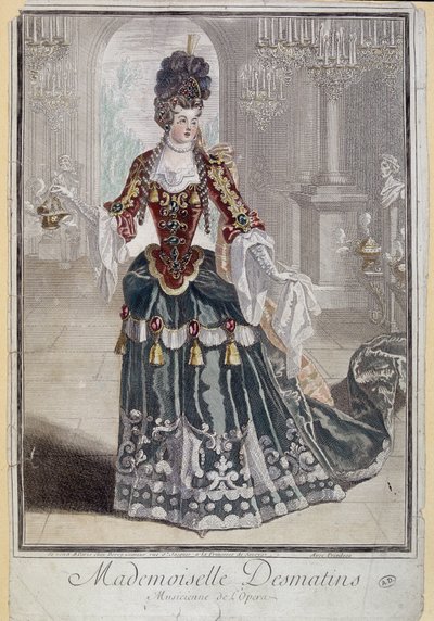 Mademoiselle Desmatins, muzyk (śpiewak) Opery - grawer autorstwa French School