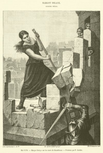 Maj 1570, Margot Delaye na murach Montelimar (rycina) autorstwa French School