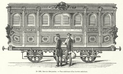 Wagon pocztowy na kolejach francuskich (grawerowanie) autorstwa French School