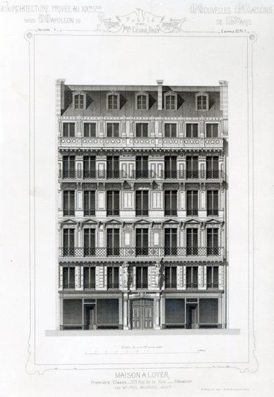 Dom do wynajęcia, nr 3 Rue de la Paix, Paryż; Architektura prywatna w XIX wieku autorstwa French School