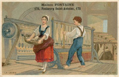 Karta handlowa Maison Fontaine, przędzenie wełny autorstwa French School