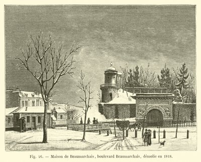 Maison de Beaumarchais, bulwar Beaumarchais, zburzony w 1818 r. autorstwa French School