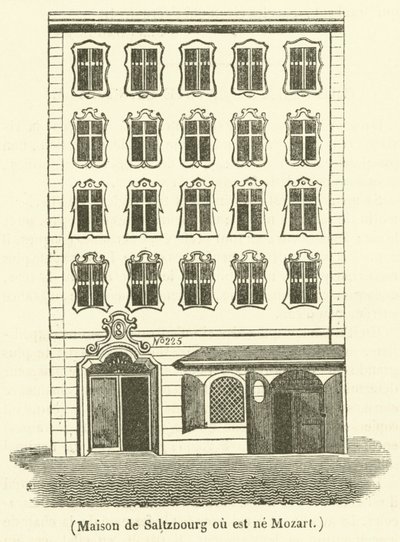 Dom w Saltzburgu, w którym urodził się Mozart (grafika) autorstwa French School
