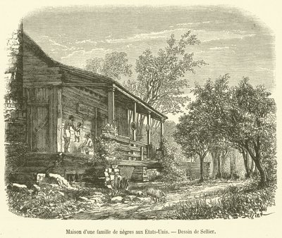 Dom czarnej rodziny w Stanach Zjednoczonych (grawerunek) autorstwa French School