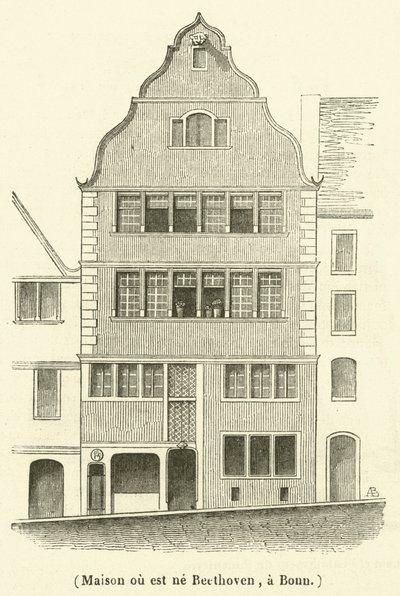 Maison ou est ne Beethoven, a Bonn (rycina) autorstwa French School