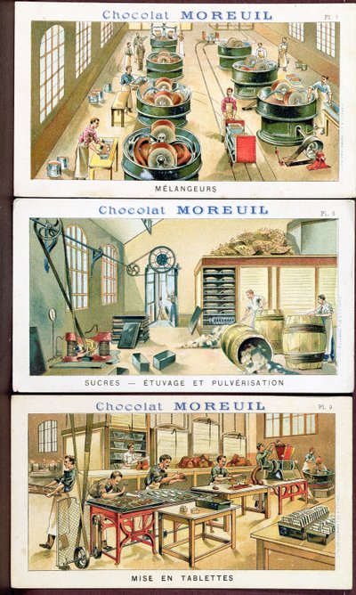 Produkcja czekolady, wizerunek reklamujący czekoladę Moreuil, ok. 1900 (patrz również 289139) autorstwa French School