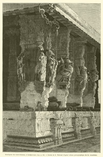 Mandapam stu kolumn, w Condjeveram (grawerowanie) autorstwa French School