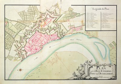 Mapa Dusseldorfu (pióro i atrament na papierze) autorstwa French School