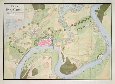 Mapa Dusseldorfu i ufortyfikowanych obozowisk autorstwa French School