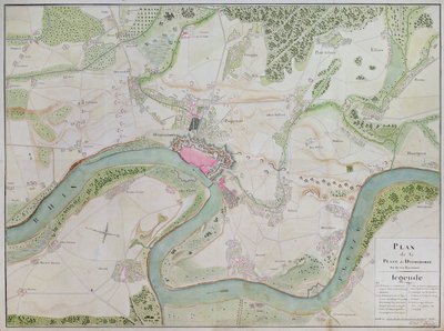 Mapa Dusseldorfu i okolic (pióro i atrament na papierze) autorstwa French School
