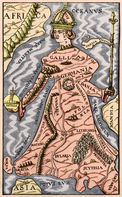 Mapa Europy, ilustracja z Le Magasin Pittoresque, 1849 autorstwa French School