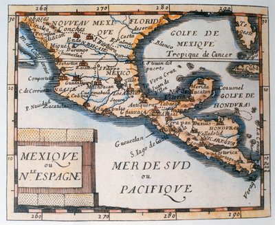 Mapa Meksyku lub Nowej Hiszpanii, 1625 autorstwa French School