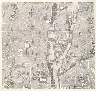 Mapa Paryża przedstawiająca Île de la Cité, z Atlasu Paryża autorstwa Jeana de la Caille, 1714 autorstwa French School