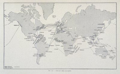Mapa kabli podmorskich na całym świecie - w „Przez elektryczność” G. Davy autorstwa French School