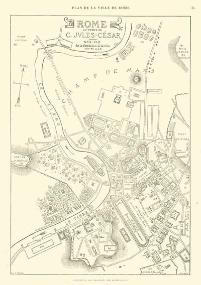 Mapa miasta Rzymu w czasach Juliusza Cezara (rycina) autorstwa French School