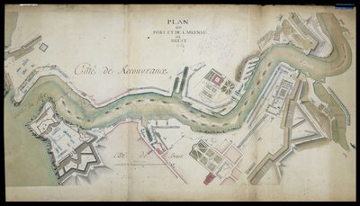 Mapa portu i arsenału w Breście w 1754 r. autorstwa French School