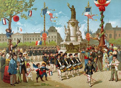 Marsz Batalionów Szkolnych 14 lipca 1883 r. na Place de la Republique autorstwa French School