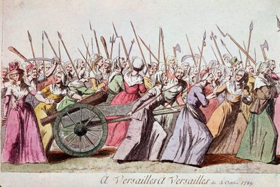 Marsz Kobiet na Wersal, Paryż, 5 października 1789 (rycina) autorstwa French School