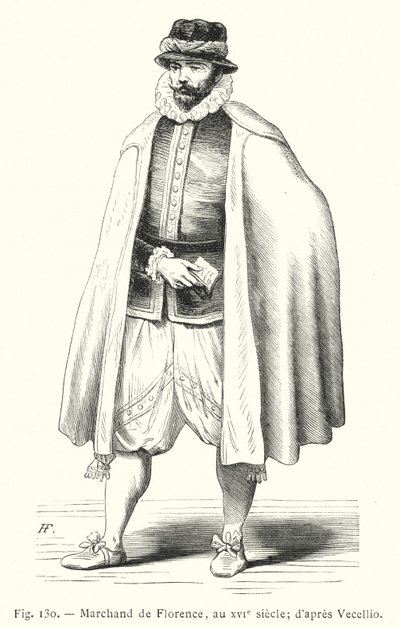 Kupiec florencki w XVI wieku; po Vecellio (grawerowanie) autorstwa French School
