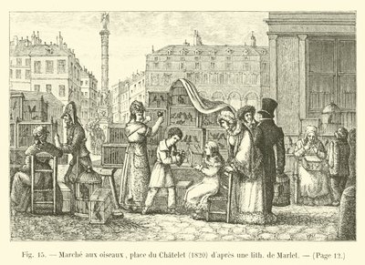 Spacer ptaków, place du Chatelet, 1820, po liturgii Marlet autorstwa French School
