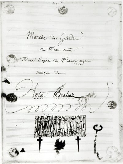 Marsz ogrodów francuskiego komtura" z opery "Francuski jegomość" Hectora Berlioza (1803-69) 1826 (pióro i tusz na papierze) autorstwa French School