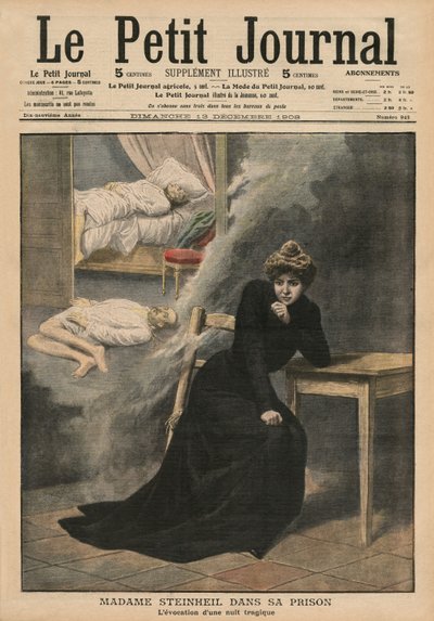 Marguerite Steinheil w więzieniu, ilustracja na pierwszej stronie okładki z "Le Petit Journal", supplement illustre, 13 grudnia 1908 r. autorstwa French School