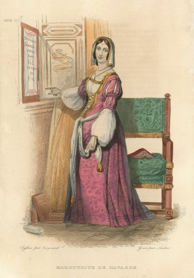 Marguerite de Navarre (kolorowy grawerunek) autorstwa French School