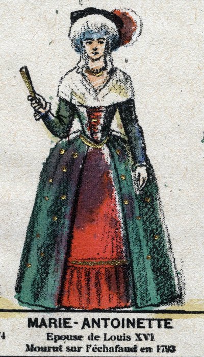 Marie Antoinette (1755-1793), królowa Francji. W „”Galeriede Kings and Queens of France and sławne postacie od 1643 do 1895”” Obraz epinal. autorstwa French School