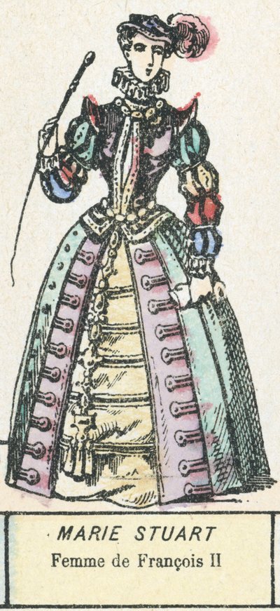 Marie Stuart, żona Franciszka II (kolorowy grawerunek) autorstwa French School