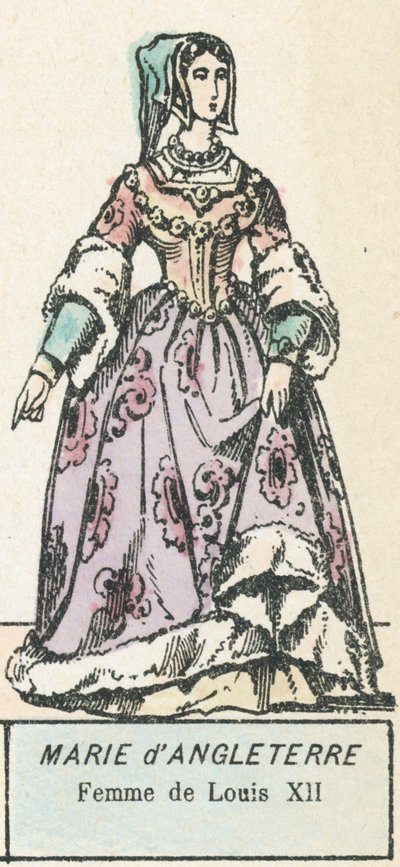 Mary of England, żona Ludwika XII (kolorowe grawerowanie) autorstwa French School