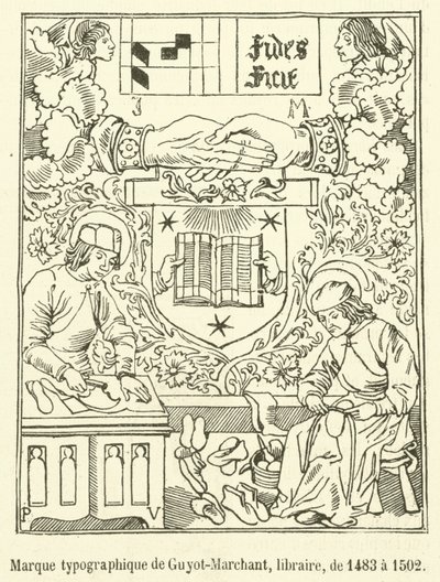 Znak typograficzny Guyot-Marchant, księgarz, od 1483 do 1502 (ryty) autorstwa French School