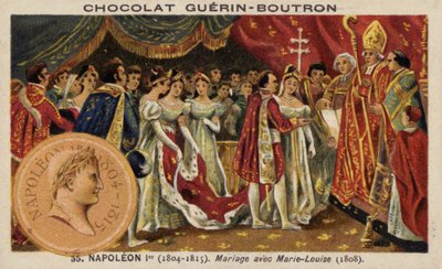 Małżeństwo Napoleona i Marii Louise Austrii (chromolitho) autorstwa French School