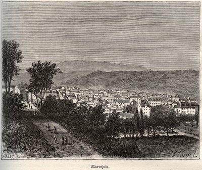 Marvejols - Lozere - Langwedocja-Roussillon - grawer w „La France illustrée: geografia, historia, administracja statystyczna” autorstwa V.-A. Słodowy Brąz. 1884 autorstwa French School