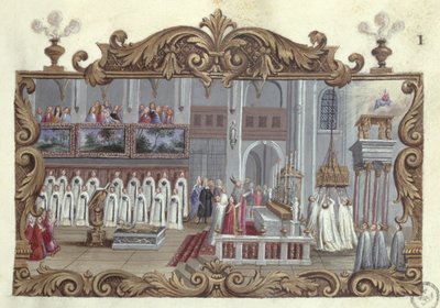 Msza św. dedykowana św. Genevieve, z rękopisu, 1709 autorstwa French School