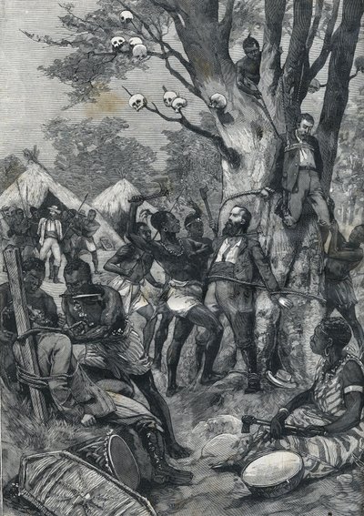 Masakra w Kongo: dostawy Europejczyków przez kanibali. W „Le petit Parisien” z 1898 r. autorstwa French School
