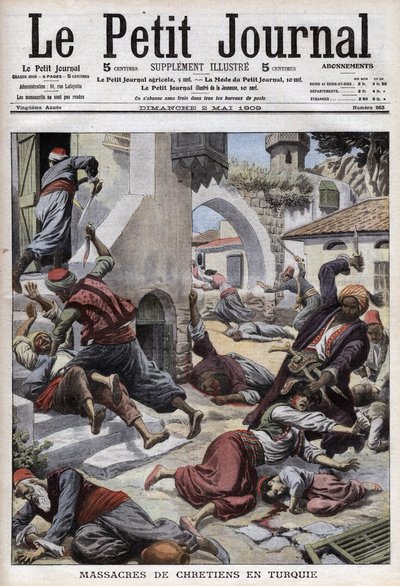 Masakra chrześcijan w Turcji: masakra 30 000 Ormian w mieście Adana (Cylicja) (1 kwietnia) autorstwa French School